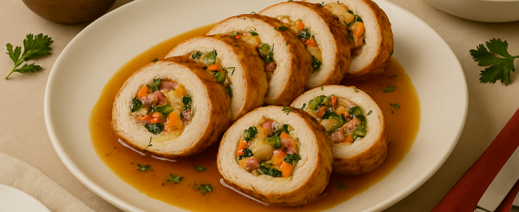 Enrollado de Pollo o Carne: Versatilidad, sabor y elegancia en la mesa de fin de año