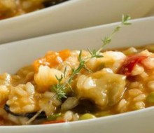 Arroz blanco con bacalao